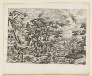 Landschaft mit Dorfszene von Jan van and Doetechum Lucas van and Bol Hans Doetechum the elder