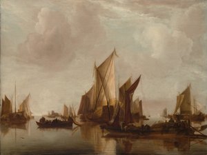 Eine Staatsyacht und andere Schiffe in ruhigem Wasser, ca. 1660 von Jan van de Cappelle