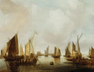 Schepen in een riviermonding