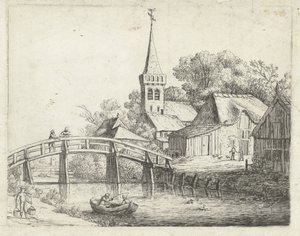 Landschaft mit Holzbrücke