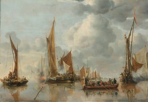 Die Heimatflotte salutiert die Staatsbarke von Jan van de Cappelle
