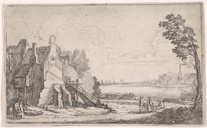 Figuren bei einem verfallenen Haus an einem Fluss von Jan van de Velde (II)