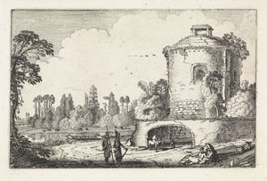 Landschaft mit einem runden Turm