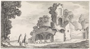 Landschaft mit Ruine und zwei Reitern von Jan van de Velde (II)