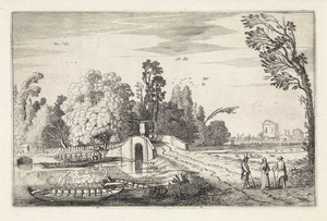 Flusslandschaft mit einer Steinbrücke von Jan van de Velde (II)