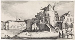 Zollhaus mit Holzbrücke über den Fluss von Jan van de Velde (II)