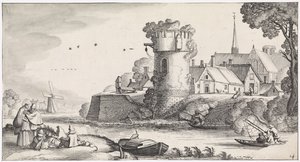 Wachtturm an einem Fluss von Jan van de Velde (II)