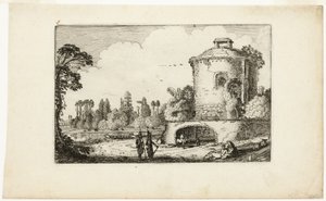 Landschaft mit einem runden Turm von Jan van de Velde II
