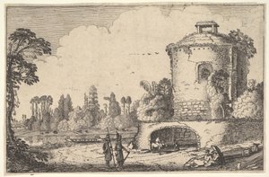 Landschaft mit einem runden Turm