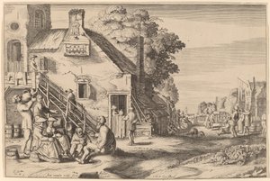 Frühling (Dorffest vor einem Gasthaus) von Jan van de Velde II