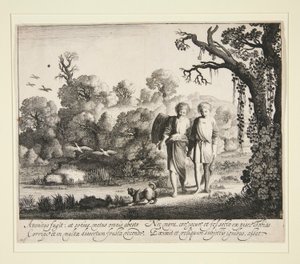 Tobias und der Engel, mit dem Fisch aus der Geschichte von Tobias von Jan van de Velde II