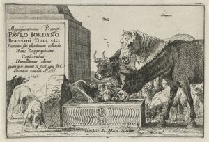 Tiere an einem Brunnen von Jan van den Hecke