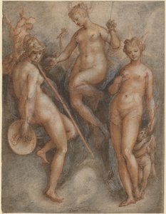 Drei Göttinnen: Minerva, Juno und Venus, ca. 1587 von Jan van der Straet