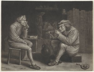 Kneipenszene mit Mann, der Pfeife anzündet von Jan van der Bruggen