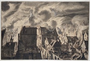 Brand an der Elandsgracht von Jan van der Heyden