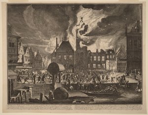 Brand des alten Amsterdamer Rathauses von Jan van der Heyden