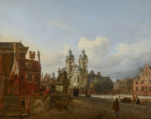 Die Andreaskirche in Düsseldorf von Jan van der Heyden