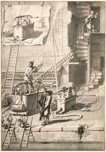 Vergleich der alten Feuerspritzen mit Van der Heydens Schlauchfeuerspritze