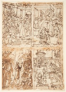 Acht Szenen aus dem Leben von San Giovanni Gualberto (recto und verso) von Jan van der Straet, called Stradanus