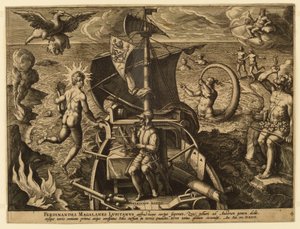 Ferdinandes Magalanes Lusitanus, Tafel 4 aus "Americae Retectio" von Jan van der Straet, called Stradanus
