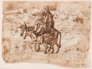 Seite eines Skizzenbuchs; Flucht nach Ägypten; Kreuzigung von Jan van der Straet, called Stradanus