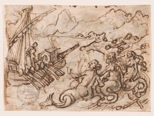 Seite eines Skizzenbuchs: Odysseus passiert die Sirenen (recto); Odysseus in der Unterwelt (verso)