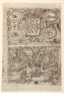 Vorentwurf für Titelblatt zu Vermis Sericus ("Die Einführung des Seidenwurms") Druckserie; Vorentwurf für pl. 3 (Die Inkubation der Seidenwurmeier) von Jan van der Straet, called Stradanus