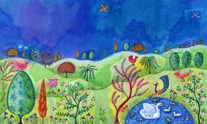 Landschaft mit Schwan