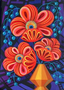 Rote Blüten mit Beeren, 2016 von Jane Tattersfield