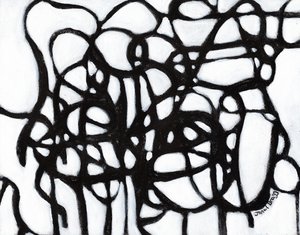 Komposition in Harmonie mit schwarzen Linien, ca. 2020 von Janel Bragg