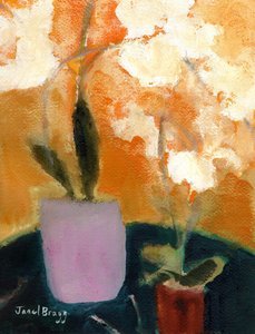 Orchideen auf grünem Tisch, ca. 2021