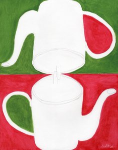 Teekanne Yin Yang in Pink und Grün, um 2025 von Janel Bragg