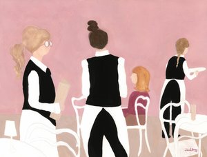 Kellnerinnen vom Cafe Sabarsky in Pink und Beige, um 2024 von Janel Bragg