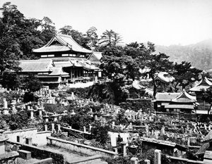Friedhof des Honrenji-Tempels in Chikugo-machi, Nagasaki, ca. 1860-80