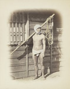 Mann mit Fischkorb