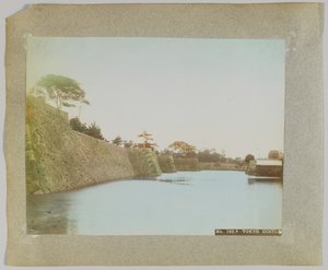 Schloss Tokio, Japan (handkoloriertes s/w-Foto) von Japanese Photographer