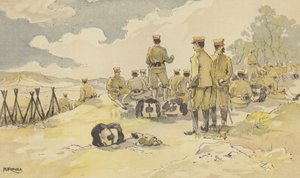 Ein Bataillon der kaiserlichen Garde hält auf dem Weg nach Liao-yang an von Japanese School