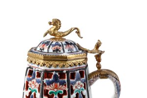 Seltene elegant montierte Imari-Kaffeekanne und Deckel