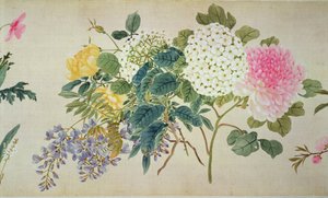 Botanische Studie von Phlox und anderen Blumen von Japanese School