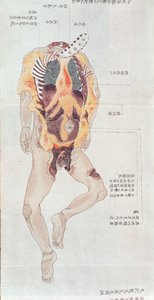 Ein ausgeweideter Körper aus der Sektion eines Folteropfers von 1796, aus einem Makimono eines Midori-Arztes