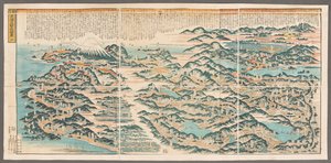Eine große Panoramakarte des Tokaido