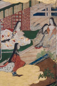 Detail von Frühling im Palast, sechsteilige Leinwand aus Die Geschichte von Genji (Detail)