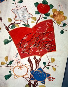 Detail eines Uchikake oder formellen Übergewands von Japanese School