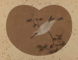 Fächerbild mit Vogel (recto) von Japanese School