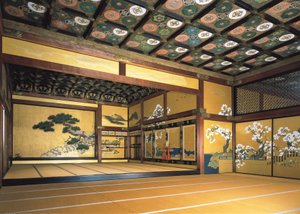 Innenansicht der Burg Nijo (1602-1626). Tokugawa-Kunst. Architektur. Japan, Kyoto (Foto)