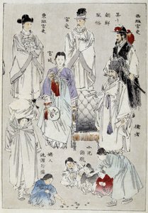 Korea: traditionelle Kostüme der Adligen - japanischer Druck von Japanese School
