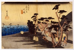 Landschaft im Regen. Japanischer Druck. 19. Jahrhundert. von Japanese School