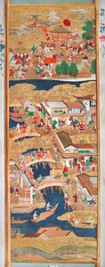 Osakazu Byobu - Japanischer achtteiliger Wandschirm