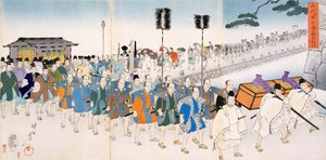 Samurai-Krieger auf dem Marsch von Japanese School