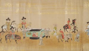 Sechste koreanische Gesandtschaft nach Japan in Meireki 1 zur Zeit der Nachfolge von Tokugawa Ietsuna im Jahr 1651, möglicherweise von Kano Masunobu (1625-94) (Rollbild) (Detail)